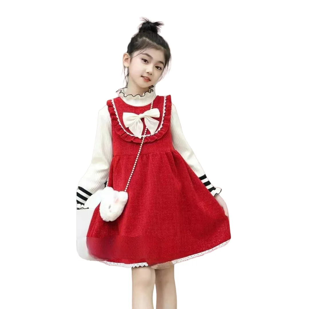 OEM custom demi-season girl sundress european style elegant children sleeveless dress girls clothing