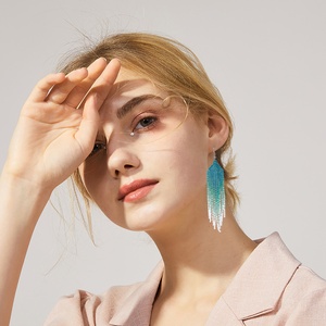 FY Vintage bohémien ragazze <span class=keywords><strong>orecchini</strong></span> Boho dichiarazione a goccia Miyuki seme di perline colore gradiente di vetro nappa a goccia lunga orecchino pendente - Product Image 5