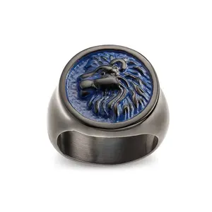HP European And American Retro Style Lion Head Stainless Steel Ring Personality Rings For Men Wholesale