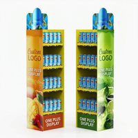 Présentoir à boissons en carton écologique à niveaux, personnalisé et imprimé, pour le merchandising de jus et de sodas en bouteille
