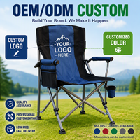 Chaise de camping pliante pour adulte, dossier haut, avec accoudoirs, chaise de camping pliante portable avec porte-gobelet