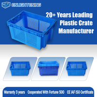 Caisse en plastique perforée empilable et emboîtable pour la chaîne du froid, avec design décalé pour la logistique réfrigérée