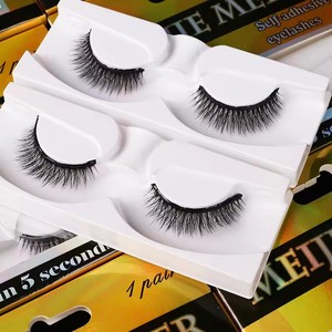 Pestañas Postizas 3D de Fibra Sintética sin Pegamento, Venta al por Mayor, 10 Pares MOQ, Autoadhesivas, Estilo Natural Largo, Banda de Algodón Negra - Product Image 4