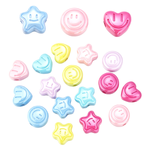 Cuentas Acrílicas Coloridas al por Mayor, con Diseño de Cara Feliz, Planas, Redondas, en Forma de Corazón y <span class=keywords><strong>Estrella</strong></span>, para Hacer Pulseras, Collares, Accesorios para Teléfonos Móviles - Product Image 2