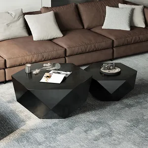 Table basse en métal noir, meuble de salon moderne et luxueux en forme de diamant, table basse