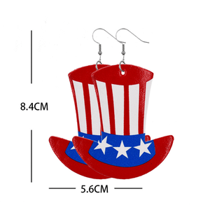 Vente en gros de boucles d'oreilles géométriques du 4 <span class=keywords><strong>juillet</strong></span> en cuir pu pour femmes - Product Image 6