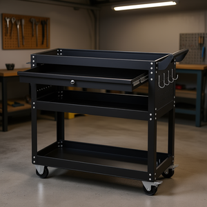 Carrito de Trabajo Rodante de 4 Niveles con Cajones, Capacidad de 350 Libras, Organizador de Herramientas con Panel Perforado, Sistema de Bloqueo, Color Negro, para Uso en Garaje - Product Image 2