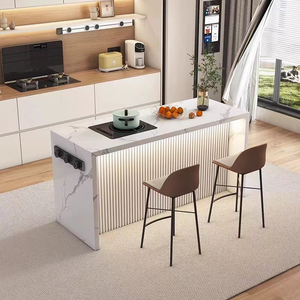 Isola da <span class=keywords><strong>Cucina</strong></span> con Bancone Bar, Top in Pietra Sinterizzata Moderna, Base in Legno Massello, Bancone Colazione Indipendente per <span class=keywords><strong>Cucina</strong></span> e <span class=keywords><strong>Sala</strong></span> da Pranzo - Product Image 4