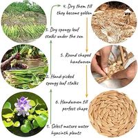 Sous-verre rond en herbe de mer 100% naturel pour les boissons |   Sous-verres pour table