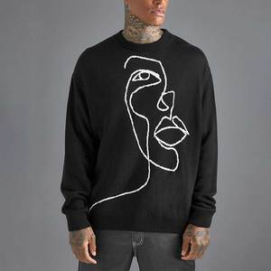Tùy chỉnh người đàn ông phong cách cổ điển dày crewneck rắn dệt kim áo thun Jumper Áo sơ mi người đàn ông bông len dệt kim áo len Tops - Product Image 6