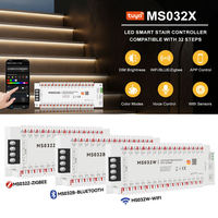 Contrôleur d'éclairage d'escalier MS032Z Zigbee 3.0 Tuya avec détection de mouvement PIR, 32 marches, DC5-24V pour kit d'éclairage d'escalier LED de villa duplex OEM
