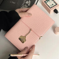 Carnet de notes de luxe A6 personnalisé, mignon, mini, en cuir PU, à feuilles mobiles, 80 feuilles, cadeau, journal, planificateur pour filles