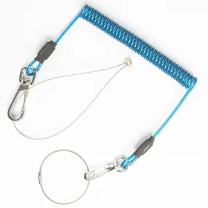 Xinjieda Aisi Standard Spiral Coiled Retractable Scuba Diving Lanyard With Metal Carabiner For Sea Equipments