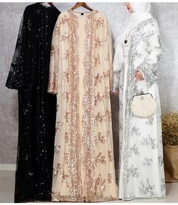 Abiti da <span class=keywords><strong>donna</strong></span> musulmani Cardigan lungo ricami di lusso con paillettes da esterno cappotti Kimono top primavera autunno Party Wear EL212 15% di sconto - Product Image 2