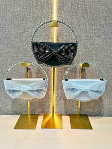 Sac à main de soirée demi-lune scintillant pour femme 2026 avec nœud, strass et paillettes, pochette à bandoulière chaîne et anse en anneau en PU - Product Image 2