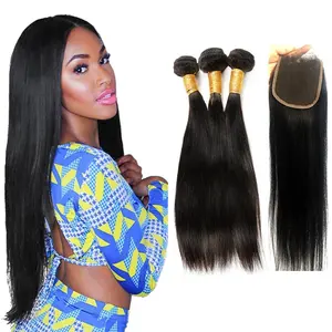 Use Virgin Mink Brazilian Cuticle Aligned Human Hair 3 Piece Straight Hair Bundles With Closure Change Your Look