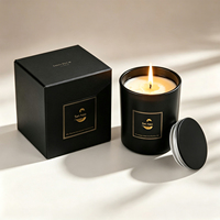 Pot à bougie en verre San Neo avec couvercle doré, conteneur à bougie noir mat, emballage de luxe pour bougies, idéal pour les cadeaux de spa, vente en gros