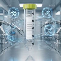 Tube de centrifugation en plastique stérile de 50 ml, conique, gradué, avec bouchon à vis, non toxique, à faible rétention, sans enzymes, jetable