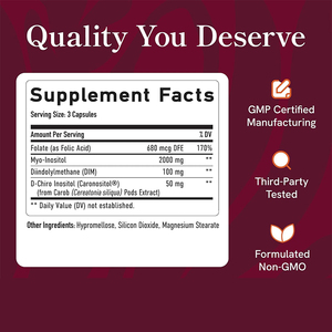 Compléments <span class=keywords><strong>de</strong></span> fertilité pour femmes à marque privée : Myo-Inositol, Folate, Oméga-3, Coenzyme Q10, Ubiquinone, PQQ pour la qualité des ovules - Product Image 2