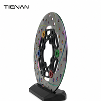 Disque de frein flottant pour moto, finition titane, perforé et rainuré, en acier inoxydable CNC avec boutons colorés pour scooter