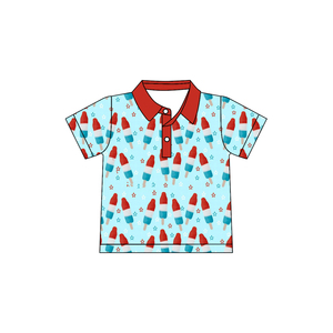 Camiseta de Manga Corta Informal y Transpirable con Estampado de Paleta de Helado del 4 de Julio para Bebé Niño, Modelo BT1703 - Product Image 4