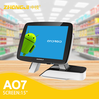 Système de caisse enregistreuse POS ZHONGJI AO7 avec imprimante thermique Android 15 pouces, stockage haute capacité, compatibilité multi-appareils, intégré
