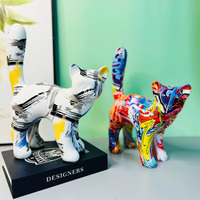 Décoration de maison mignon chat Figurine résine chat Statue décoration salon meubles Graffiti animaux chats accessoires cadeau résine artisanat