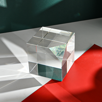 Cube en cristal transparent gravé au laser 3D de haute qualité 50*50*50mm, prêt à être expédié, avec boîte cadeau à coins coupés