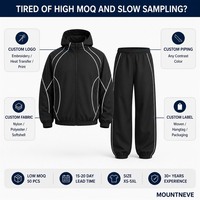 Conjunto de chándal para hombre con chaqueta con capucha y cremallera completa con ribetes en contraste y pantalones jogger, de tejido de caparazón oversize, estilo streetwear, fabricación personalizada