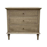 Meubles de chambre à coucher de style classique antique français, en chêne massif, fabriqués à la main, table de chevet avec 3 tiroirs