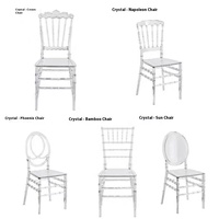 Chaise Phénix en acrylique transparent empilable de luxe avec coussin pour hôtel, mariage, banquet, événement, location de fête
