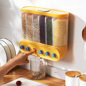 Contenedores de Cocina, Dispensador de Cereales de 6 Compartimentos, Contenedores de Almacenamiento de Cereales Sellados para Montar en la Pared, Caja para Granos, Recipiente para Alimentos - Product Image 5