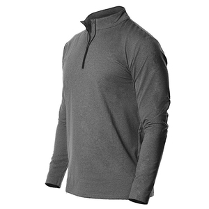 T-shirt de course à pied pour homme, pull à séchage rapide et fermeture éclair, T-shirt d'entraînement à manches longues à col haut athlétique personnalisé - Product Image 5