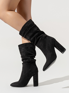 Ready Stock Women's Fashionable Open <b>Toe</b> Ankle Boots 35-42 Size with Thick Heel Natural Wrinkle Autumn Season Short Boots - Product Image 4