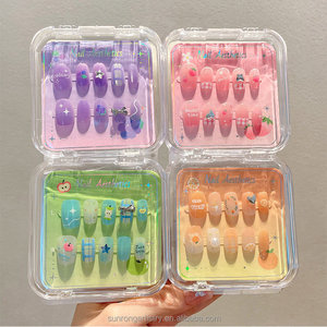 Uñas <span class=keywords><strong>Postizas</strong></span> para Niños, Uñas Acrílicas Artificiales para Niños Pequeños, con Diseño de Frutas y Fresas - Product Image 3
