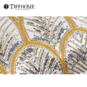 Tiffhome Handmade Đính Cườm Acrylic Vàng Sọc Đệm Bìa Phòng Ngủ Phòng Khách Trang Trí Gối Thắt Lưng Bạc Sang Trọng Gối - Product Image 5