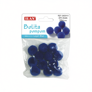 Pompon en laine Ilan 2 cm bleu royal brillant pour la décoration artisanale - Product Image 2
