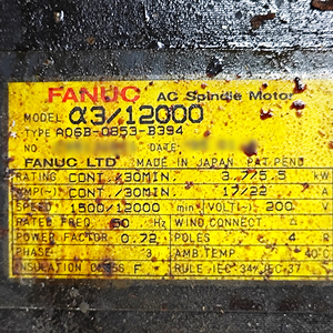 FANUC A06B-0853-B394 อะไหล่เซอร์โวมอเตอร์ AC รุ่นอัลฟ่าซีรีส์ - Product Image 3