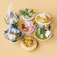 Cuenco de la Abundancia de Cristales Naturales Mixtos en Bruto con Pedestal de Cerámica, Adorno de Mesa de Piedras Preciosas Curativas, Decoración Feng Shui para el Hogar