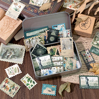 50 feuilles/paquet de stickers décoratifs pour journal créatif, collection Fantasia, thème timbres-poste
