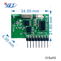Módulo Receptor RF Superheterodino ASK Universal para Abridor de Puertas con Antena de Decodificación para Sistema de Alarma de Seguridad, Placa PCB YET241