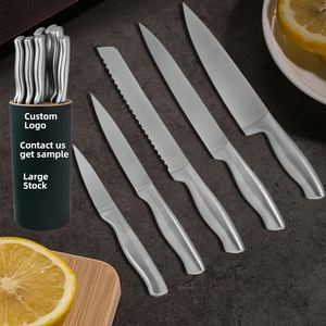 Juego de Cuchillos de Acero Inoxidable de Fabricación China, Antideslizantes, Utensilios de Cocina para el Hogar, Cuchillo para Carne, Cuchillo Multiusos con Bloque de Plástico - Product Image 1