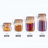 Bocaux en verre scellés avec anneau en acier, couvercles hermétiques, pour la fermentation, la mise en conserve, ambre, 500 ml, 750 ml, 1000 ml, 1500 ml, contenants de stockage alimentaire