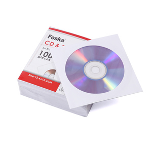 Foska 100 pcs giấy trắng 5 inch <span class=keywords><strong>CD</strong></span> DVD tay áo phong bì chủ với cửa sổ rõ ràng và nắp để giữ đĩa an toàn và có thể truy cập - Product Image 1