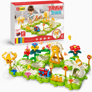 Set de Construcción de Vías de <span class=keywords><strong>Tren</strong></span> <span class=keywords><strong>El</strong></span>éctrico EPT para Niños, Juguete de Ferrocarril para Jardín o Parque de Diversiones con Flores e Insectos, Edades 3+ - Product Image 1