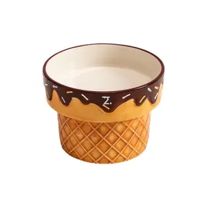 Criativo sorvete cerâmica <span class=keywords><strong>Pet</strong></span> Bowl <span class=keywords><strong>Eco</strong></span> amigável elevada prato para apoio pescoço - Product Image 5