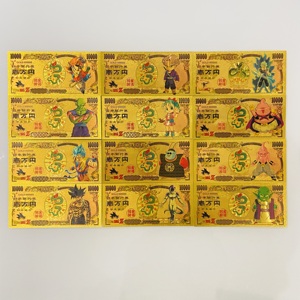 Dizaines de designs, Anime japonais, Série <span class=keywords><strong>Dragon</strong></span> <span class=keywords><strong>Ball</strong></span>, Billets de banque en feuille d'or, Monnaie commémorative Goku, Feuille dorée double face - Product Image 1