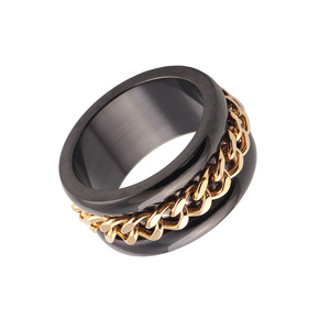 <strong>Men</strong> Titanium Steel <strong>Ring</strong> High Quality Black Color <strong>Spinner</strong> <strong>Rings</strong> - Product Image 4