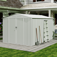 Abri de jardin préfabriqué moderne en aluminium 8x12, écologique, facile à assembler, blanc/gris, résistant à la décomposition, imperméable et anti-rongeurs