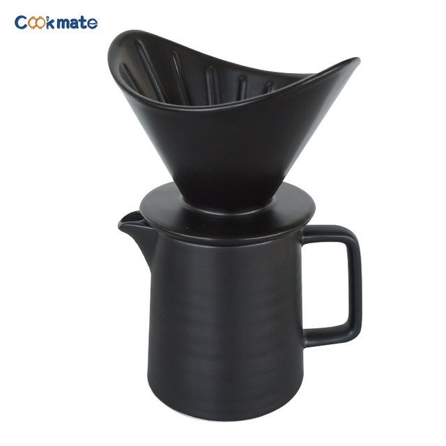 Coffee Maker Sets Premium Black Ceramic V 60 Dripper & Decanter Filter